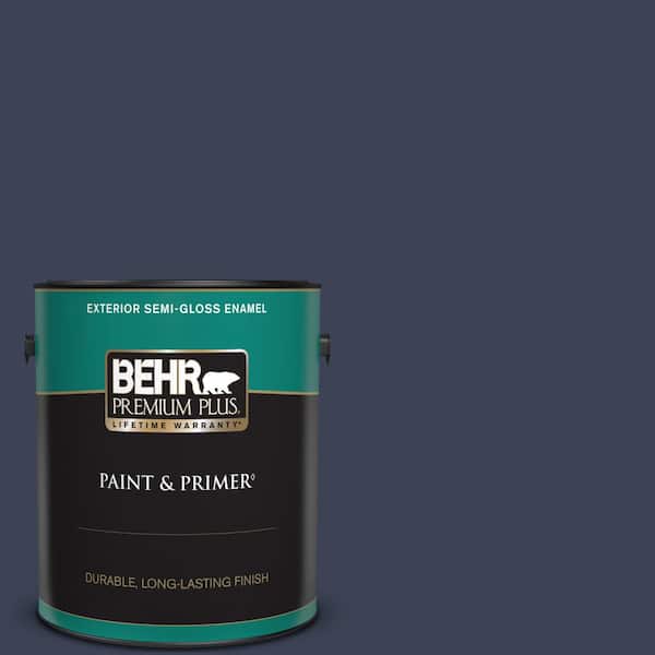 BEHR PREMIUM PLUS 1 gal. Home Decorators Collection #HDC-CL-26A Indigo Ink Semi-Gloss Enamel Exterior Paint & Primer
