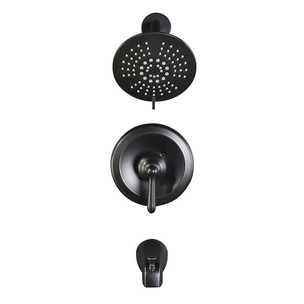 WOWOW Single Handle 5-Spray Tub and Shower Faucet 1.8 GPM with High Pressure Showerhead in Oil Rubbed Bronze Valve included