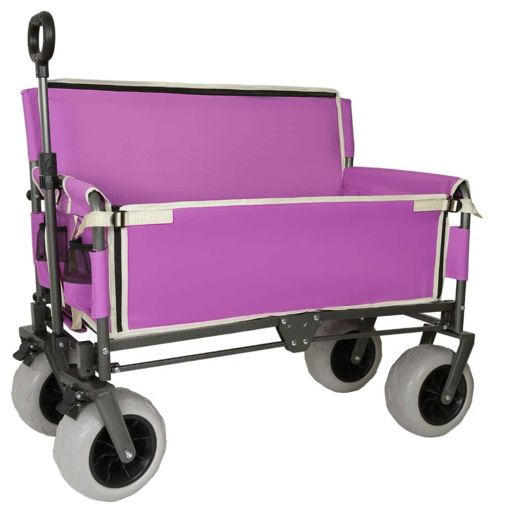 3-in-1 Convertible Folding Wagon with Bench Seat 500lbs 180L All-Terrain Wheels for Camping Beach Garden Fishing Purple price history on PriceWatchPro