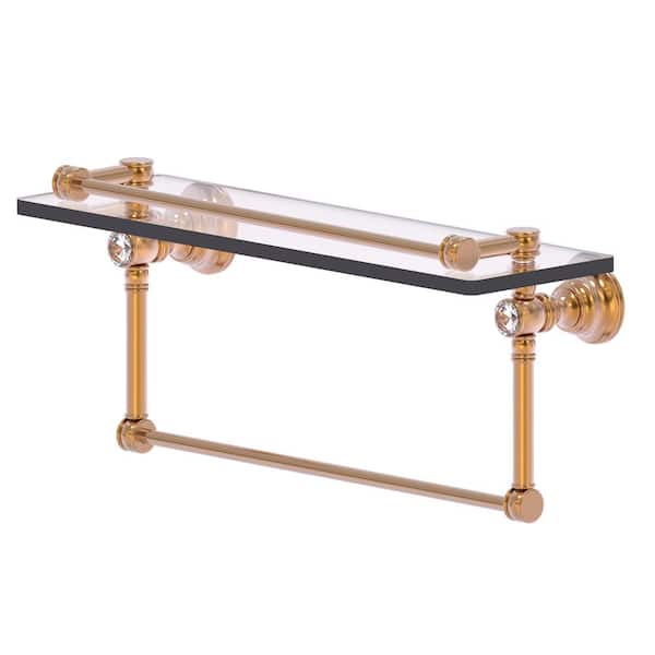 Carolina Crystal Collection 16 in. Glass Shelf with Gallery Rail in Antique Bronze