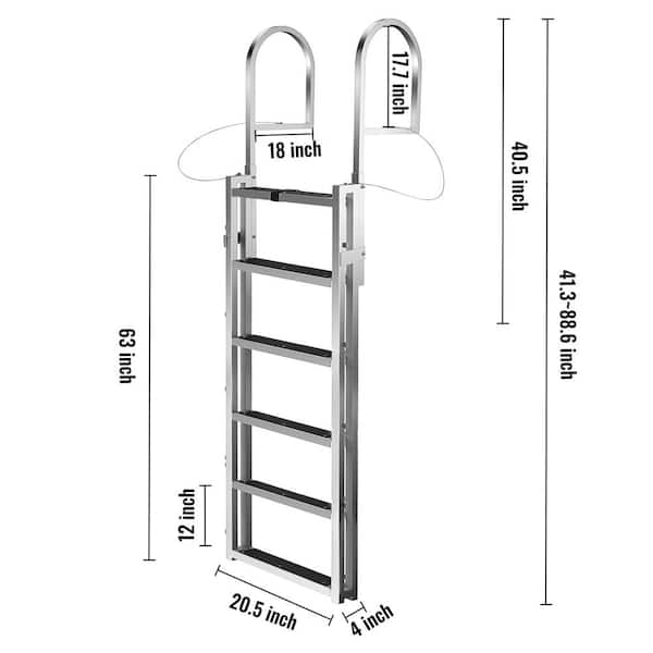 VEVOR Retractable Dock Ladder 6 Step 330 lbs. Load Adjustable Height  Aluminum Pontoon Boat Ladder for Above Ground Pool LT5-6B-3904000001V0 -  The Home Depot