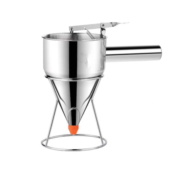 20 oz. Pancake Batter Dispenser, Stainless Steel Cake Dispenser with 4 Caliber Funnel and Stand for Pancakes