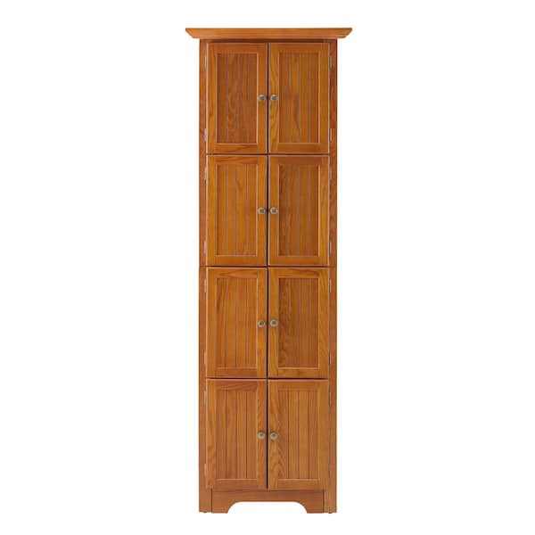Unbranded 24.4 in. W x 17.3 in. D x 72 in. H Brown Linen Cabinet Storage Cabinet with 8 Doors, Adjustable Shelves for Bathroom