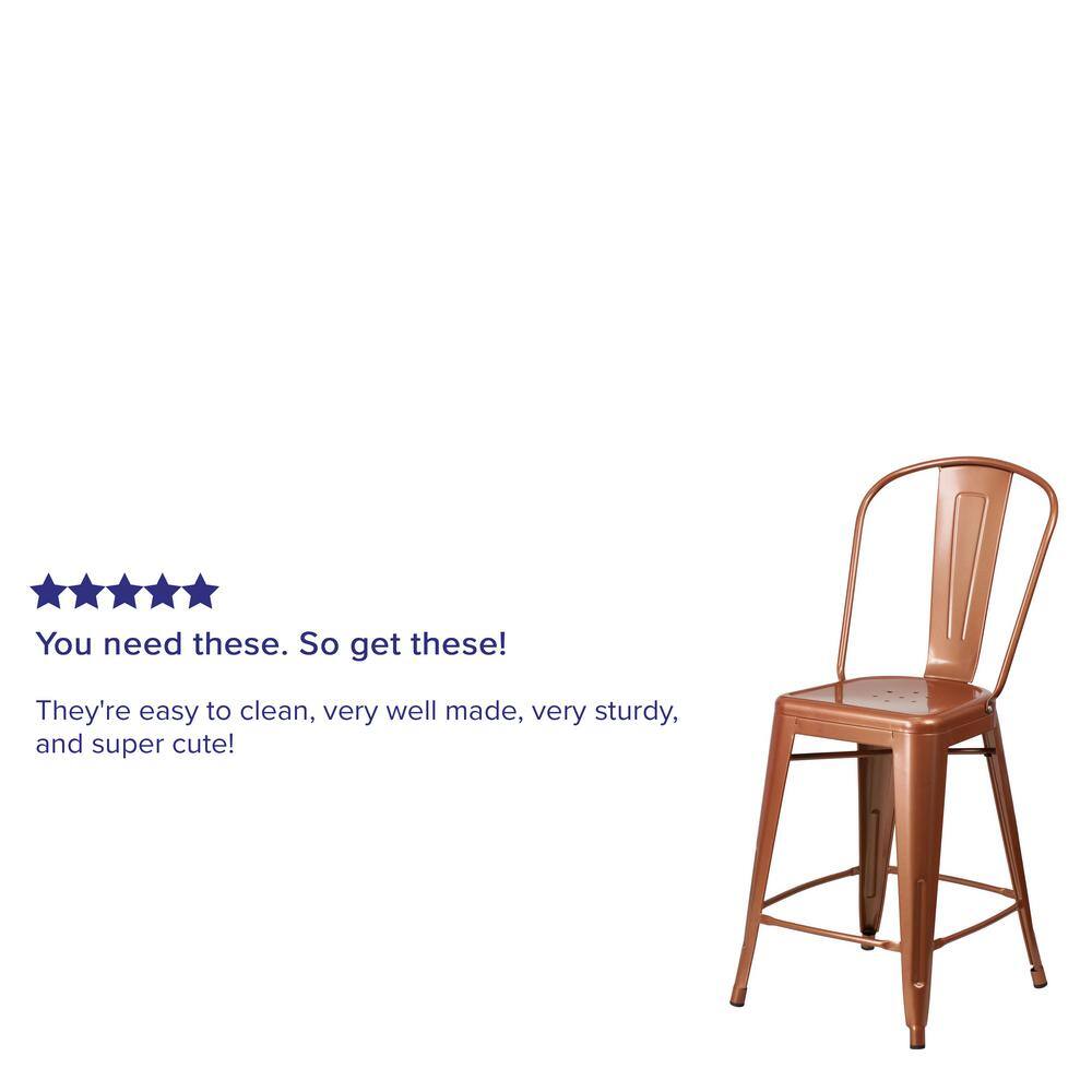 Copper Metal Indoor-Outdoor Counter Height Dining Chair