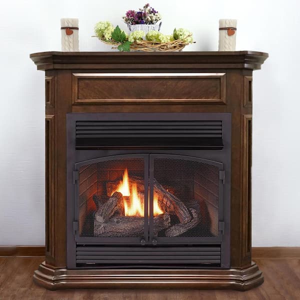 Duluth Forge Dual Fuel Ventless Fireplace - 32,000 BTU, Remote Control, Nutmeg Finish