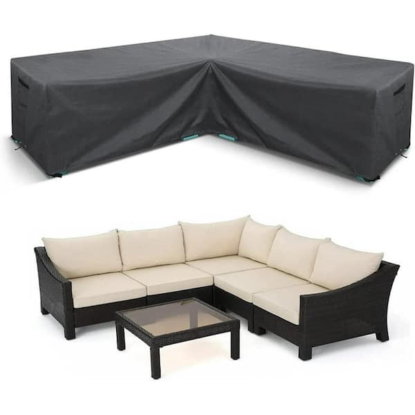 Gasadar Patio V-Shaped Sofa Cover, Waterproof Tear Proof Heavy Duty Outdoor Cover