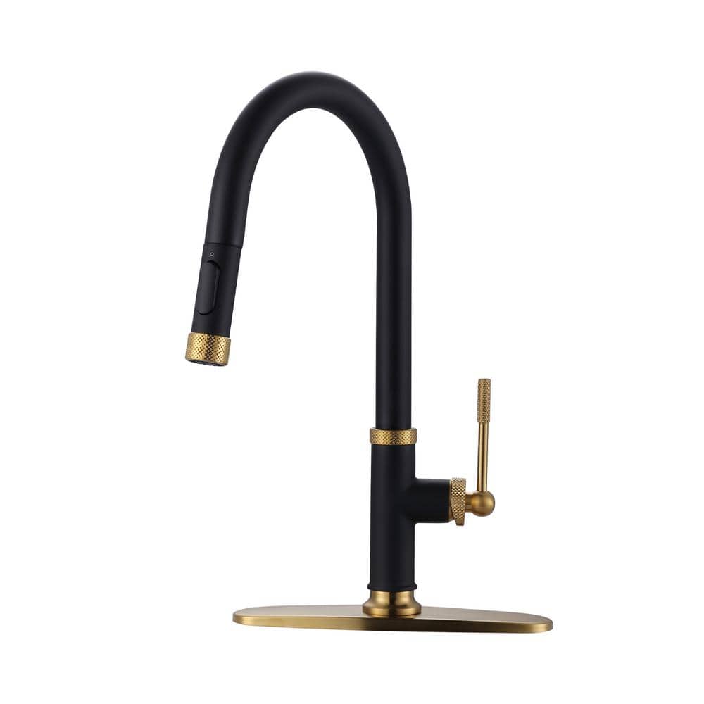 Single Handle Pull Down Sprayer Kitchen Faucet with Spray, Pull Out Spray in Black Gold price history on PriceWatchPro
