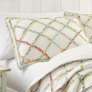 Ruffle Garden 1-Piece Beige Geometric Cotton Standard Sham