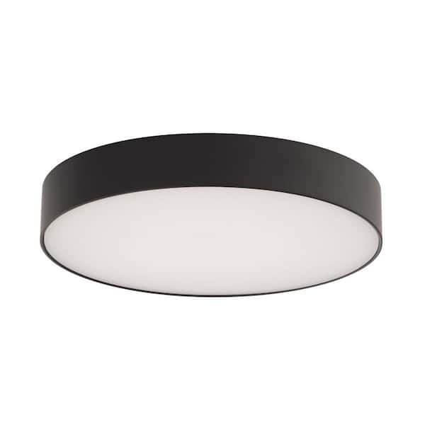 Edgeless Round 5 in. Black Flush Mount with White Acrylic Shade Integrated LED 1 Pack