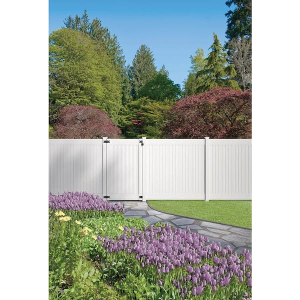 Veranda Linden 5 in. x 5 in. x 7 ft. White Vinyl Routed Fence Line Post