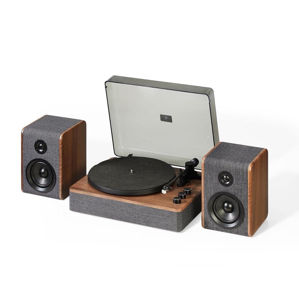 Quality fashion record player with speakers