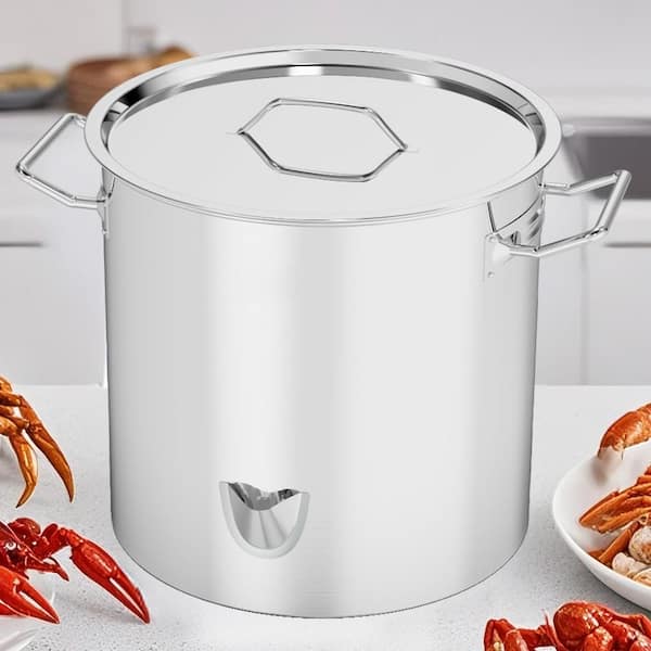 52 qt. Stainless Steel Stock Pot Steamer Pot with Water Fill Spout, Divider and Rack