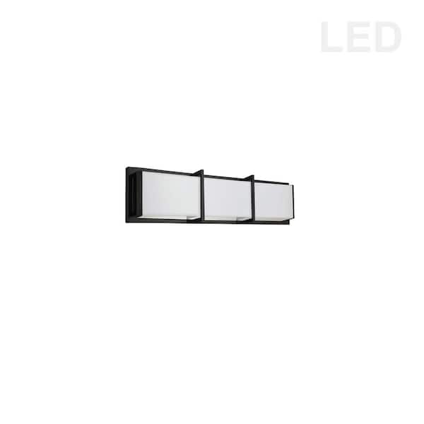 Dainolite Winston 17 in. 15-Watt Matte Black LED Vanity Light Bar with White Acrylic