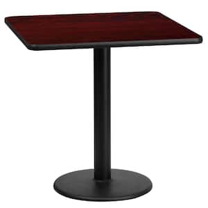 24 in. Square Black and Mahogany Laminate Table Top with 18 in. Round Table Height Base