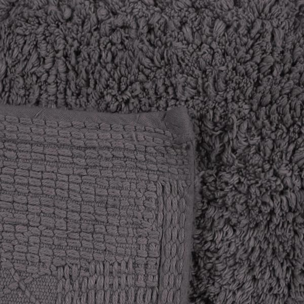 Home Weavers Inc Classy Bathmat Gray Cotton 2-Piece Bath Rug Set, Grey