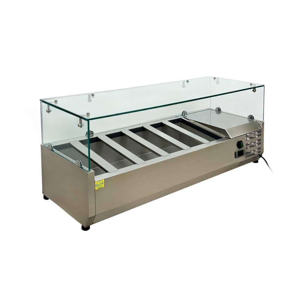 47.5 in. GN1/3 x3 + GN1/2 x1 cu. ft. Countertop Sandwich Salad Prep Table Commercial Refrigerator EV48 Stainless