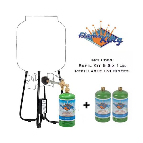 Three 1 lb. Refillable Propane Cylinders with Refill Kit