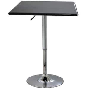 Classic 25 in. Square, Black and Chrome, Textured Vinyl, Adjustable Bistro Table (Seats 2)