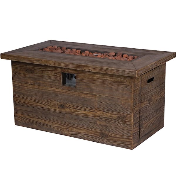 Shine Company Merida 48 in. Rectangular Outdoor Fire Pit Table - Brown Shine Company Merida 48 in. Rectangular Outdoor Fire Pit Table - Brown