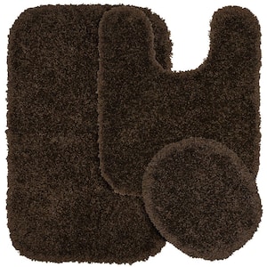 Serendipity Chocolate 21 in. x 34 in. Washable Bathroom 3-Piece Rug Set