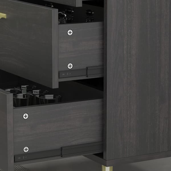 FUFU&GAGA 4-Drawer Brown Wood 44.9 in. W Kids Low Dresser Storage Organizer Cabinet with Changing Table Open Shelf