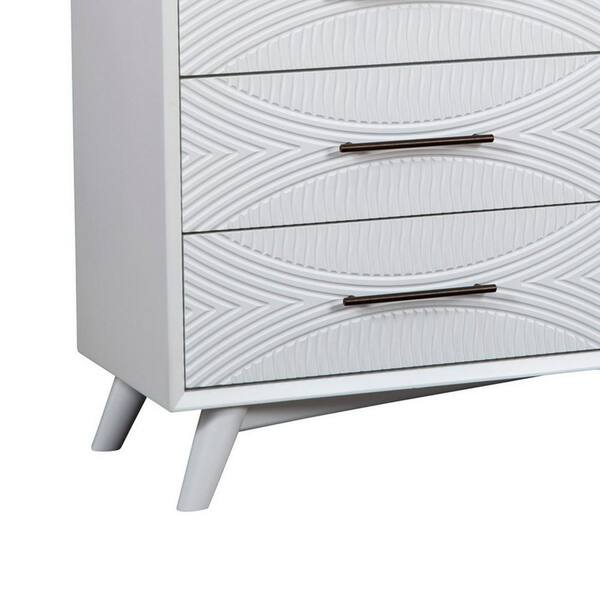Benzara Six Drawers Mahogany Wood Dresser with Splayed Legs, White Benzara Six Drawers Mahogany Wood Dresser with Splayed Legs, White