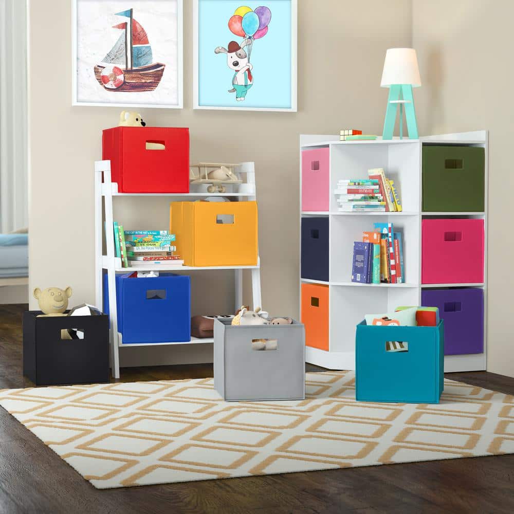 Blue Collapsible Plastic Cube Storage Bins with Handles - Set of 2
