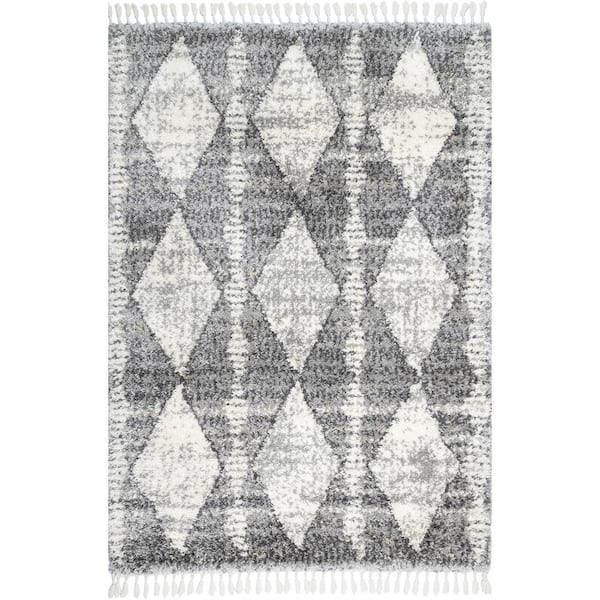 nuLOOM Selah Grey Doormat 2 ft. x 3 ft.  Geometric Shag Indoor Area Rug