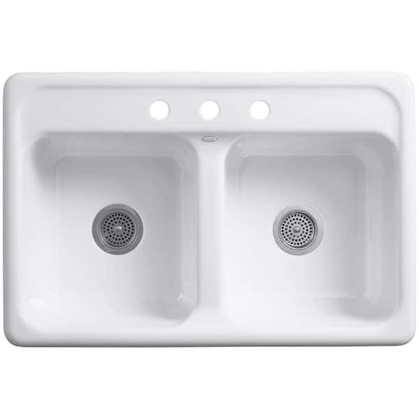 White Kohler Drop In Kitchen Sinks K 5817 3 0 1d 600 