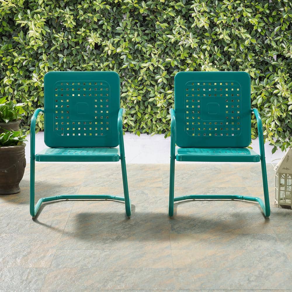 Vintage Turquoise Retro Metal Outdoor Armchair Set