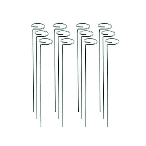 16 in. Green Metal Plant Support Stakes for Indoor and Outdoor Plants, 12-Pack
