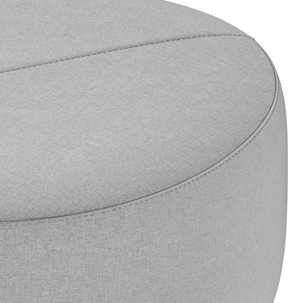 Moore 32" Light Grey Linen Round Ottoman