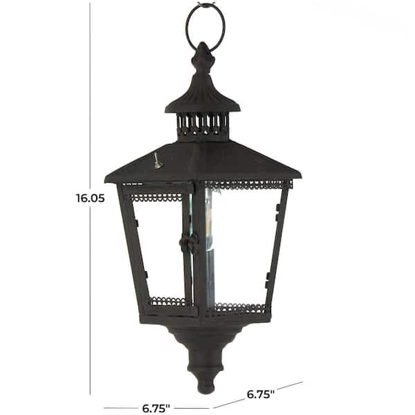 Litton Lane Black Metal Lighthouse Style Decorative Candle Lantern