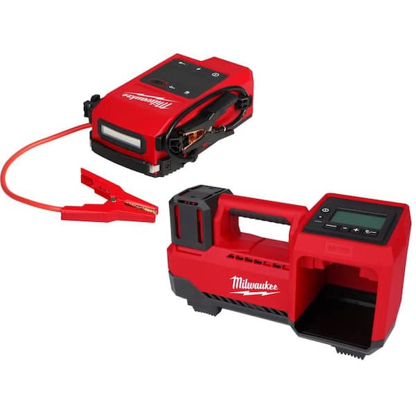 M18 18V Lithium-Ion Cordless 2000 Peak Amp HOTSHOT Jump Starter with M18 Electric Portable Inflator