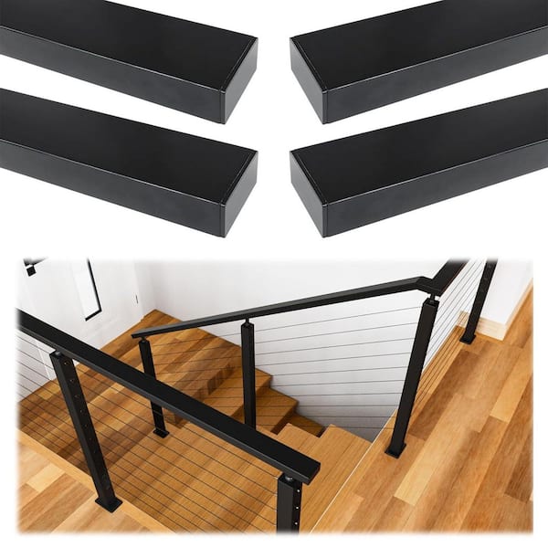 HT10 BP4 1.18 in. H x 2.36 in. W Black Stainless Steel Stair Railing Kit