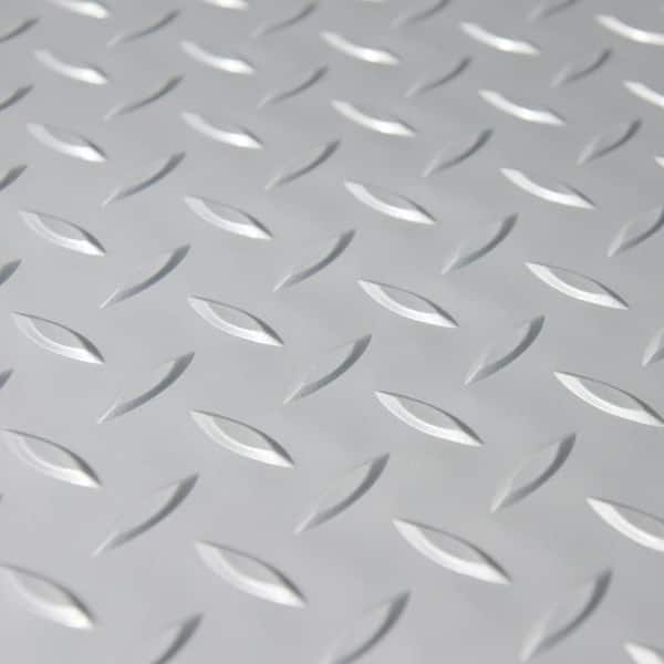 Rubber-Cal Diamond-Plate Metallic 4 ft. x 9 ft. Silver PVC Flooring (36 sq. ft.) Rubber-Cal Diamond-Plate Metallic 4 ft. x 9 ft. Silver PVC Flooring (36 sq. ft.)