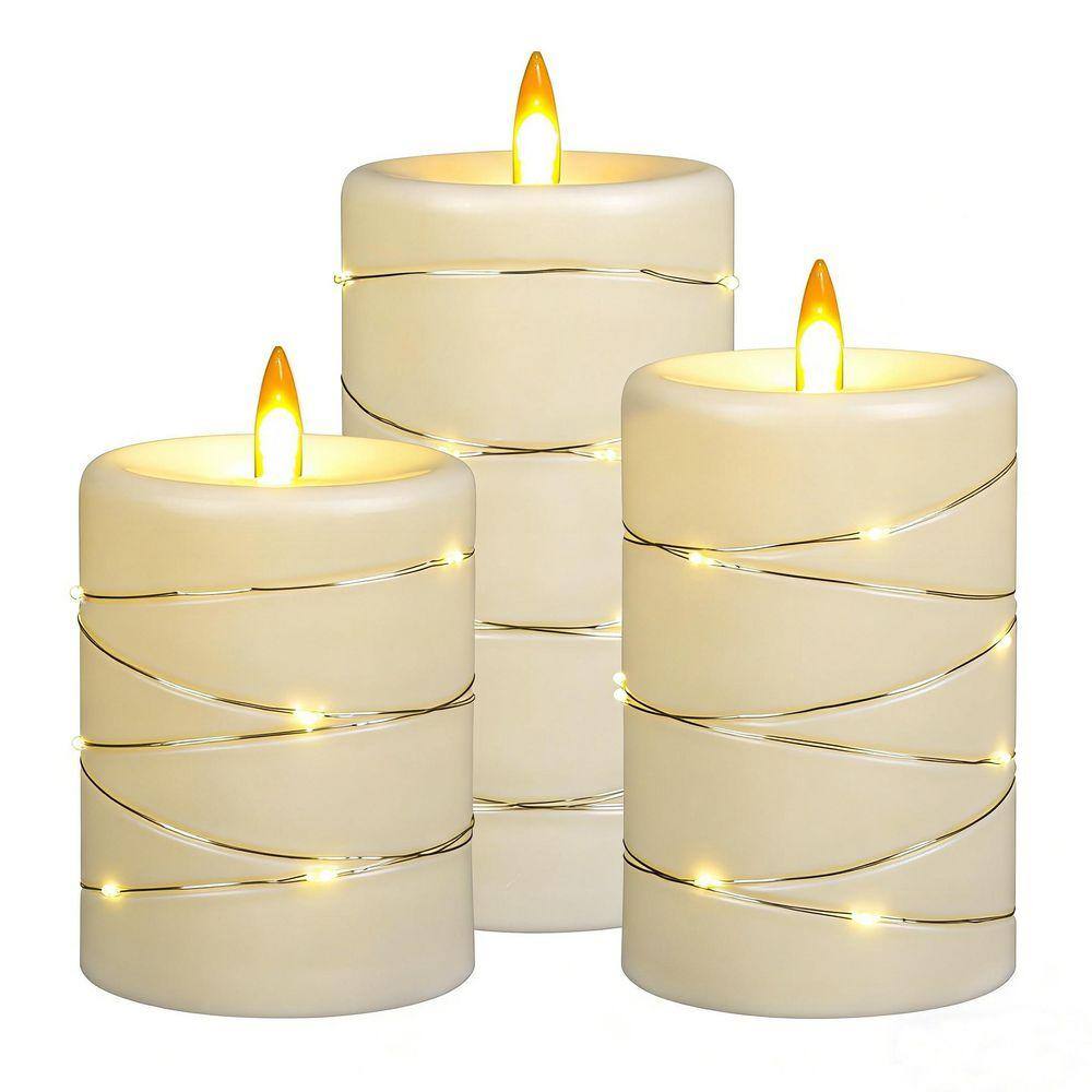 3-Pack White Battery Operated Flameless LED Candles with Timer and
