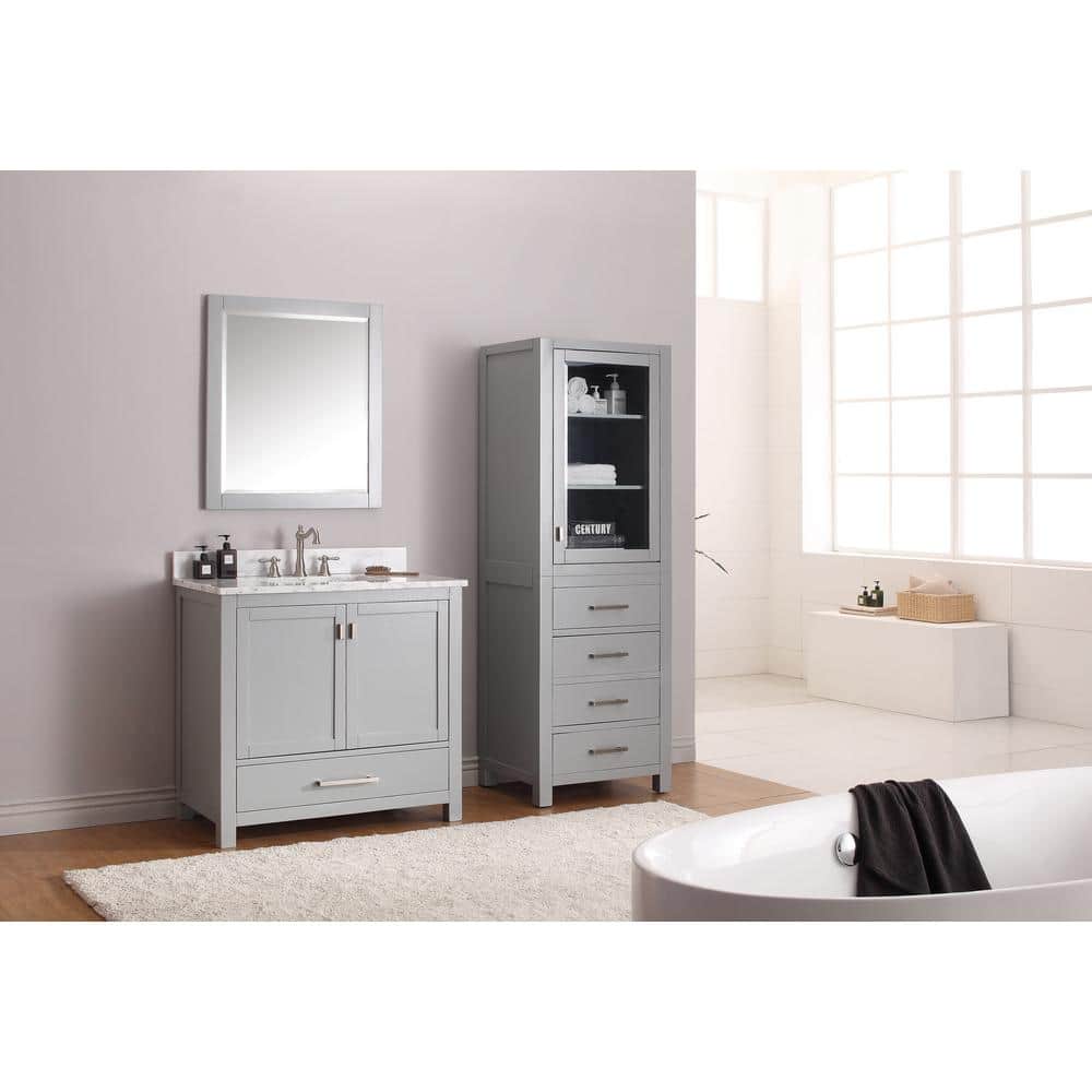 Modero 36'' Chilled Gray Solid Wood Single Vanity Base
