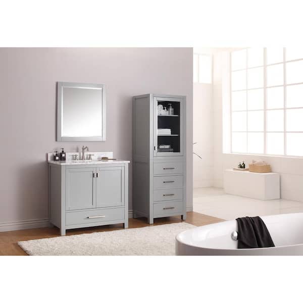 Modero 24 in. W x 71 in. H x 20 in. D Bathroom Linen Storage Tower Cabinet in Chilled Gray Modero 24 in. W x 71 in. H x 20 in. D Bathroom Linen Storage Tower Cabinet in Chilled Gray