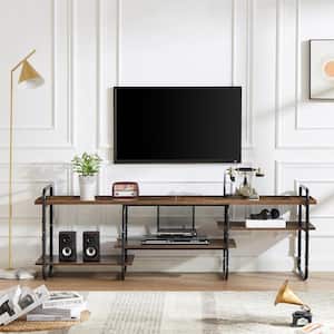 Industrial Television Stand for 65 in. TV Entertainment Center/Media Console Table with Open Storage Shelves, Brown