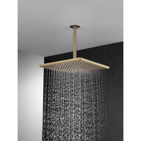 Gold 1-Spray Patterns 2.5 GPM 11.75 in. Wall Mount Fixed Shower Head in Champagne Bronze