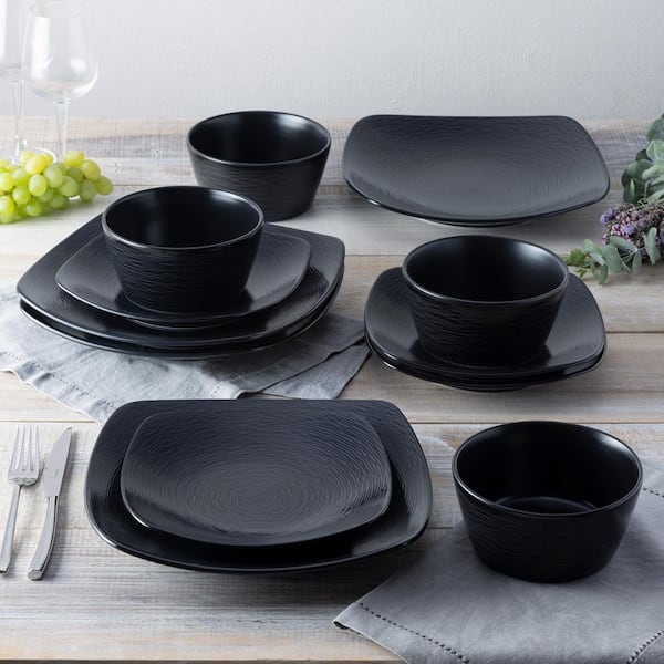 Noritake Colorscapes Black-on-Black Swirl 12-Piece (Black