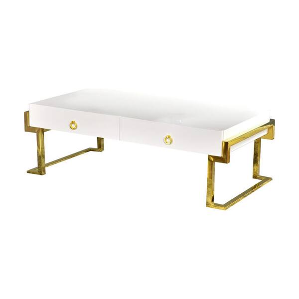 Popovich White Lacquer Rectangular 50 In Coffee Table Gold Ba213g Popovich White Lacquer Rectangular 50, Modern White Lacquer Side Table