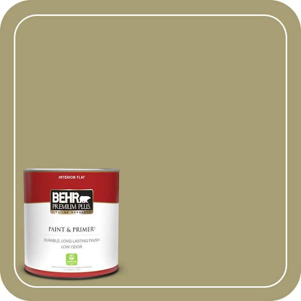 BEHR PREMIUM PLUS 1 qt. #PPU9-04 Fresh Olive Flat Low Odor Interior Paint & Primer