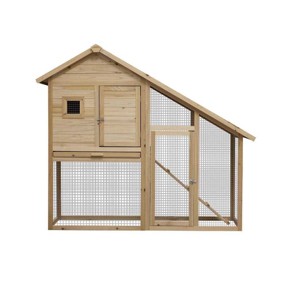 Tunearary 55 in. Fir 2Tier Pet Cage Rabbit Cage with Run, Removable