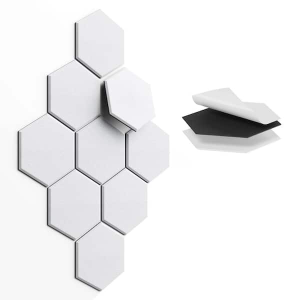 12-Pieces 12 in. x 10 in. x 0.4 in. Self-Adhesive Polyester Fiber Soundproof Wall Panel, Sound Proof Barrier Hexagon
