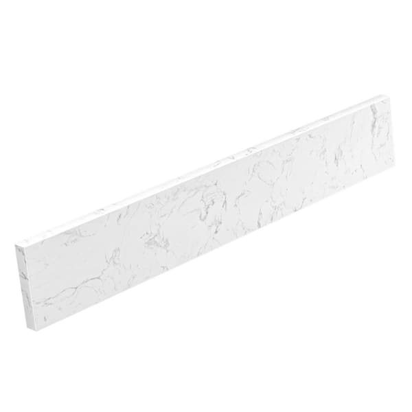 Cala 24 in. W Cultured Marble Vanity Backsplash Bathroom Countertop Splash Guard in Carrara White