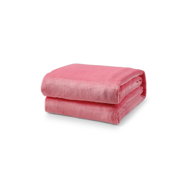 L'Baiet Pink Fleece Queen Blanket 90 in. x 90 in. 100% Polyester