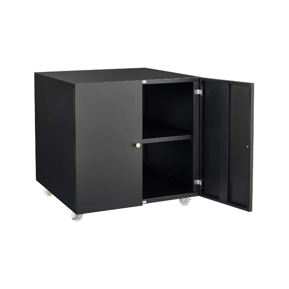 Black Steel 23.62 in. W Mobile File Cabinet with Lockable Casters & Adjustable Shelves durable construction price history on PriceWatchPro