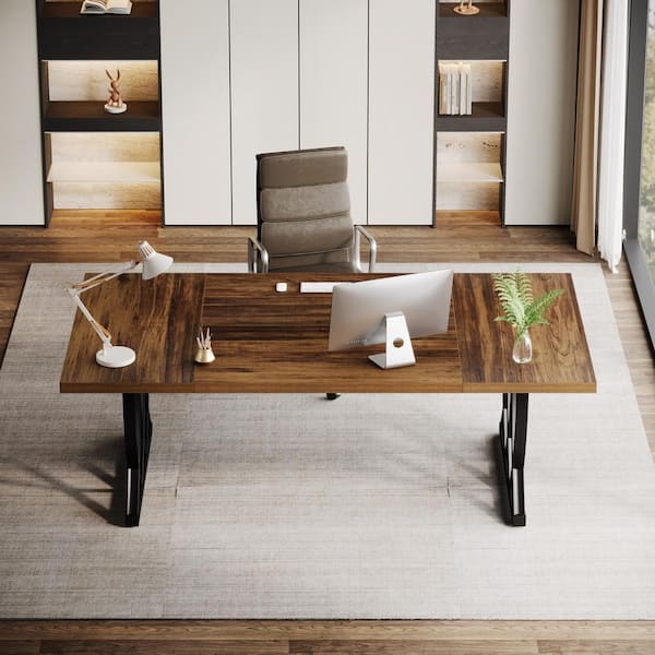 BYBLIGHT Moronia 70.87 in. Black Computer Desk Rectangular Office Desk Gaming Writing Desk PC Table with Heavy Duty Metal Frame